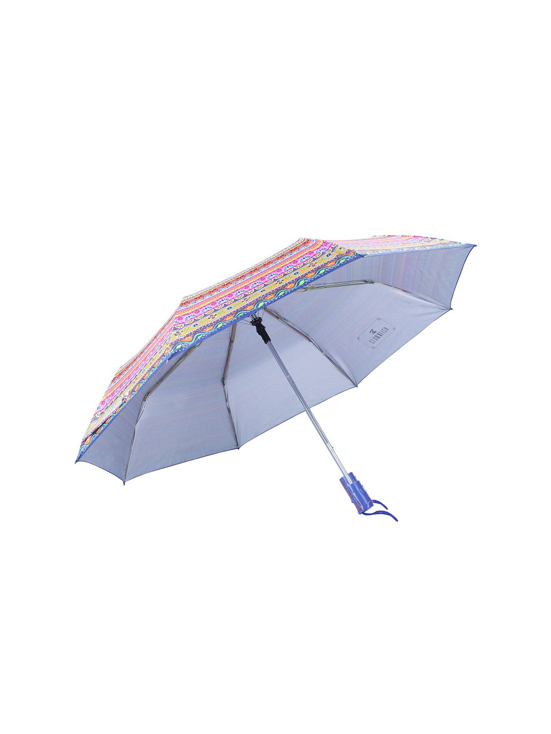 

THE CLOWNFISH Pink & Blue Printed 3 Fold Double Coated Umbrella