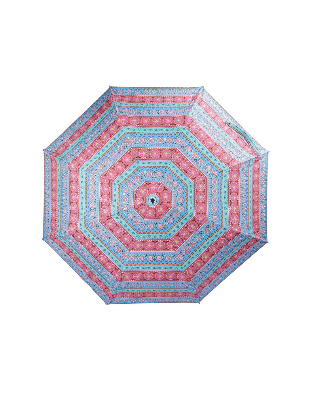 

THE CLOWNFISH Pink & Blue Printed 3 Fold Double Coated Umbrella