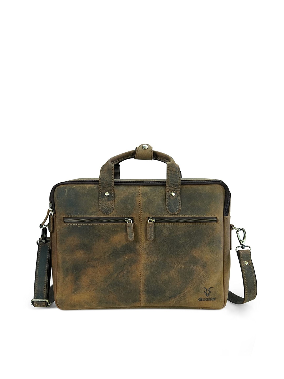 

Goatter Men Coffee Brown Leather Laptop Bag