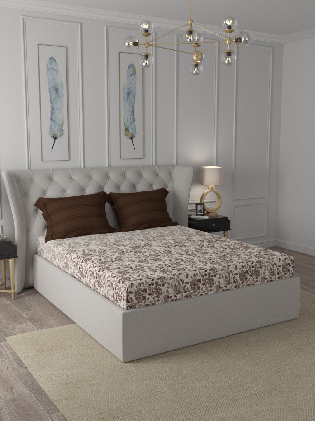 

Trident Painterly Rose Rust Classic 210TC 2PL King Size Bedsheet