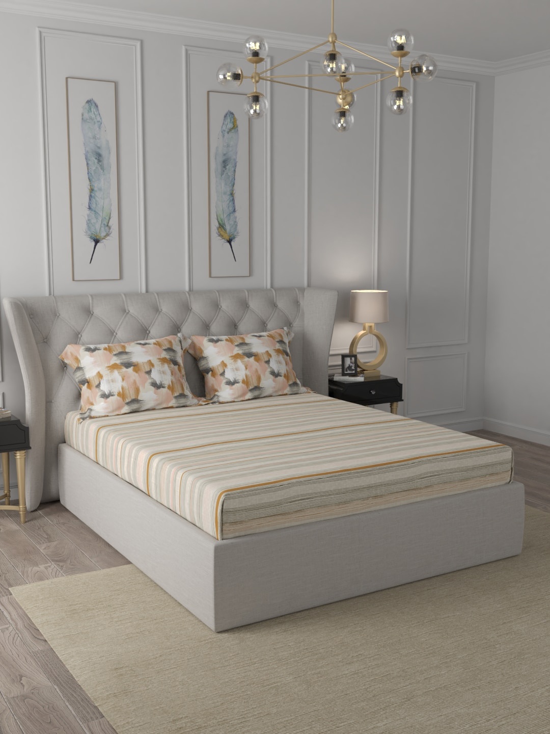 

MYTRIDENT Zoey yellow Classic 210TC King Size 2PL Bedsheet