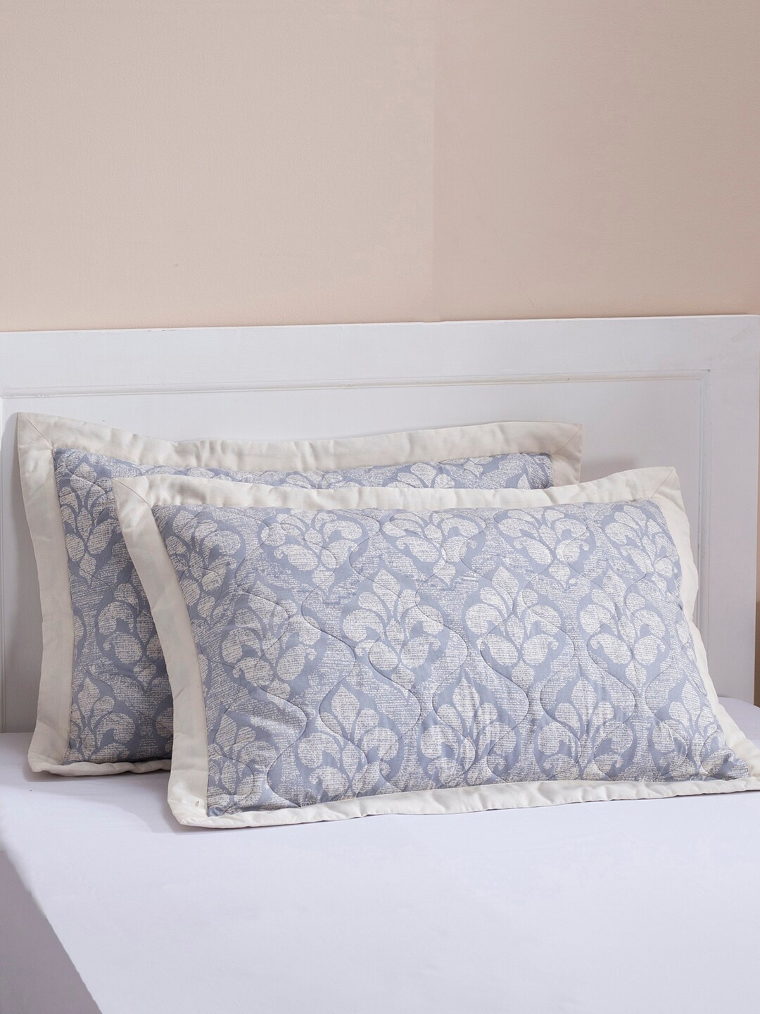 

MASPAR Set Of 2 Blue Printed Pure Cotton 100 GSM Pillow Covers