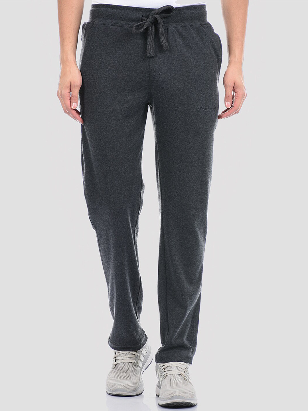 

LONDON FOG Men Grey Solid Regular-Fit Cotton Track Pants