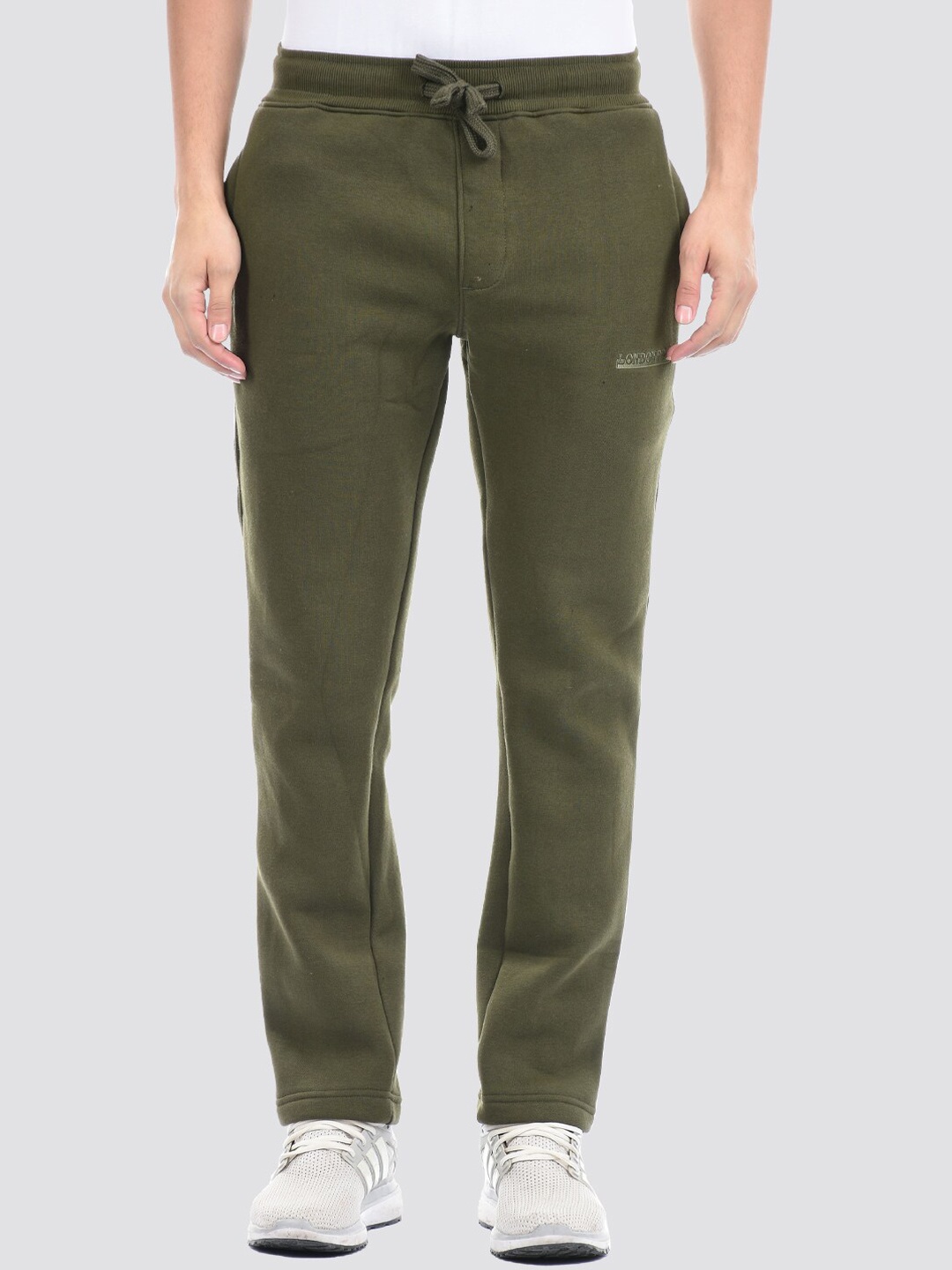 

LONDON FOG Men Green Solid Cotton Track Pants