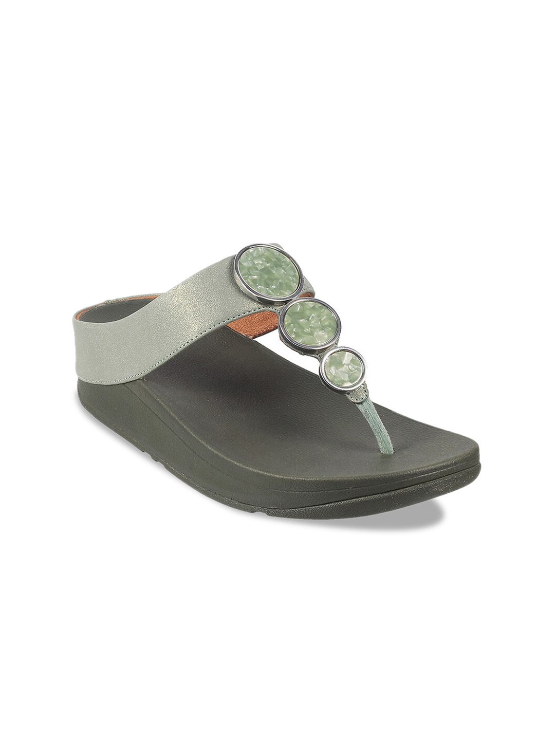 

fitflop Green Embellished PU Flatform Sandals