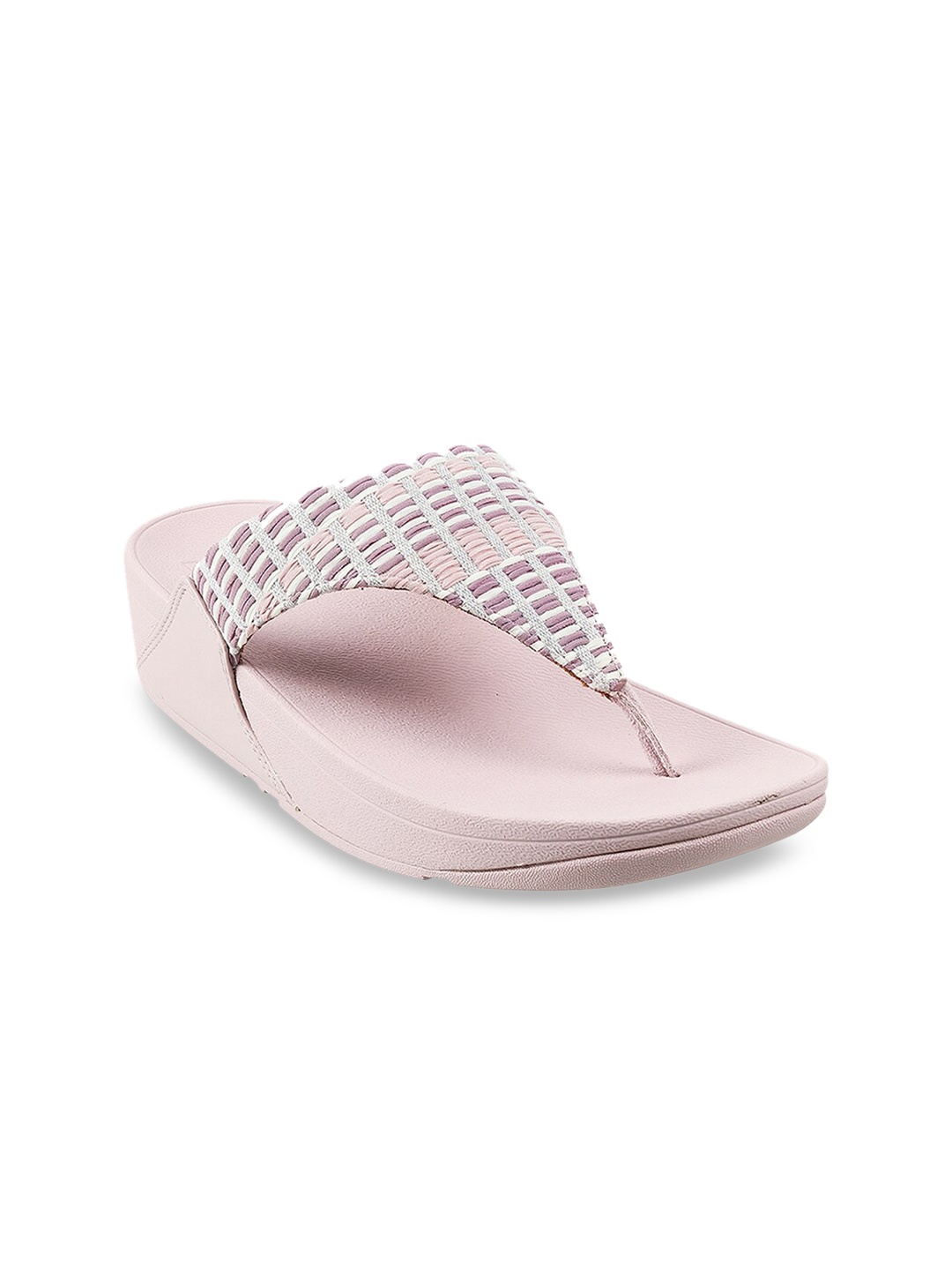 

fitflop Purple Leather Flatform Sandals with Laser Cuts