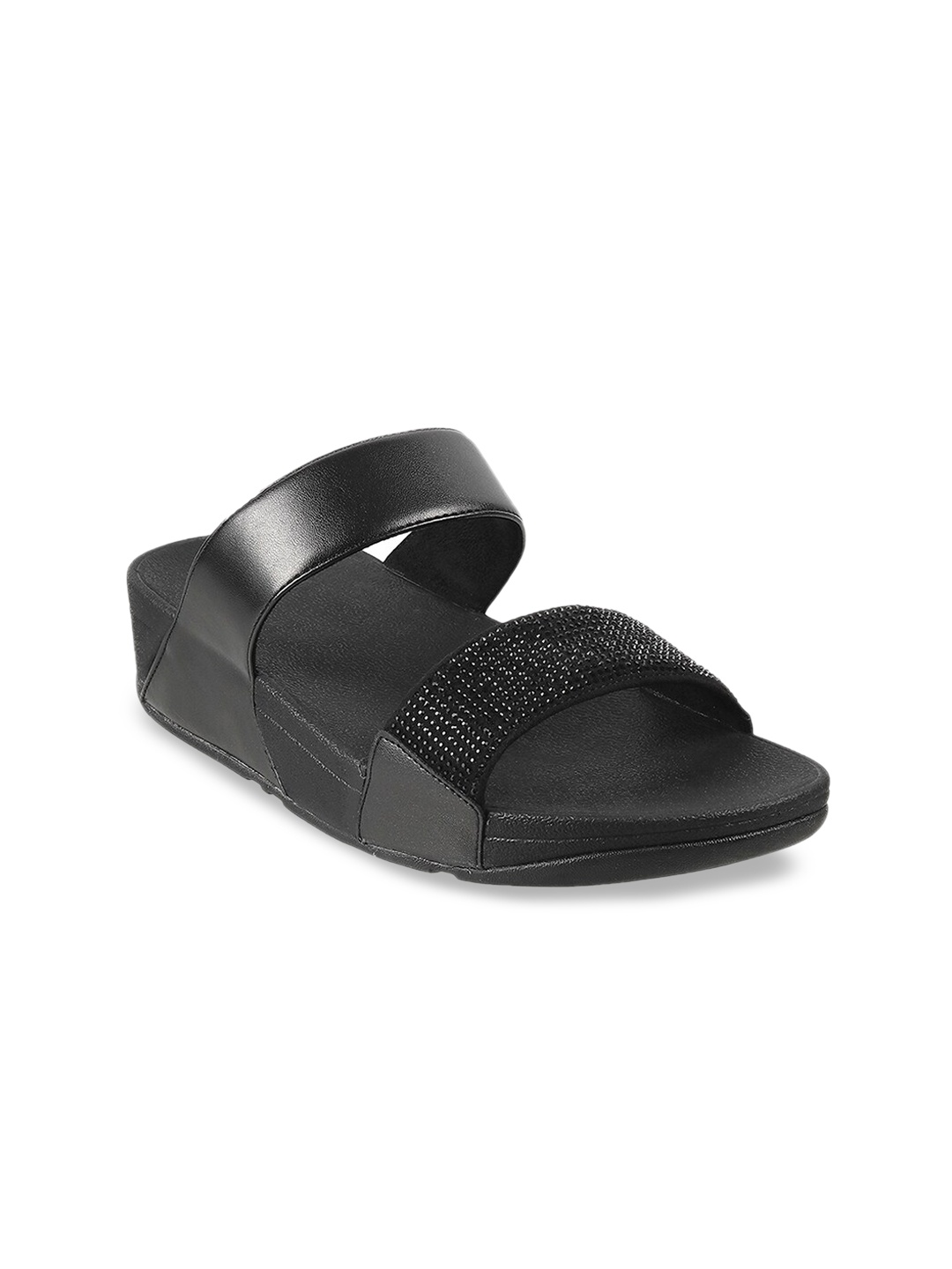 

fitflop Black Embellished PU Flatform Sandals