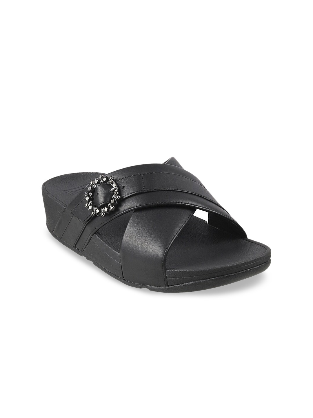 

fitflop Black Leather Flatform Sandals