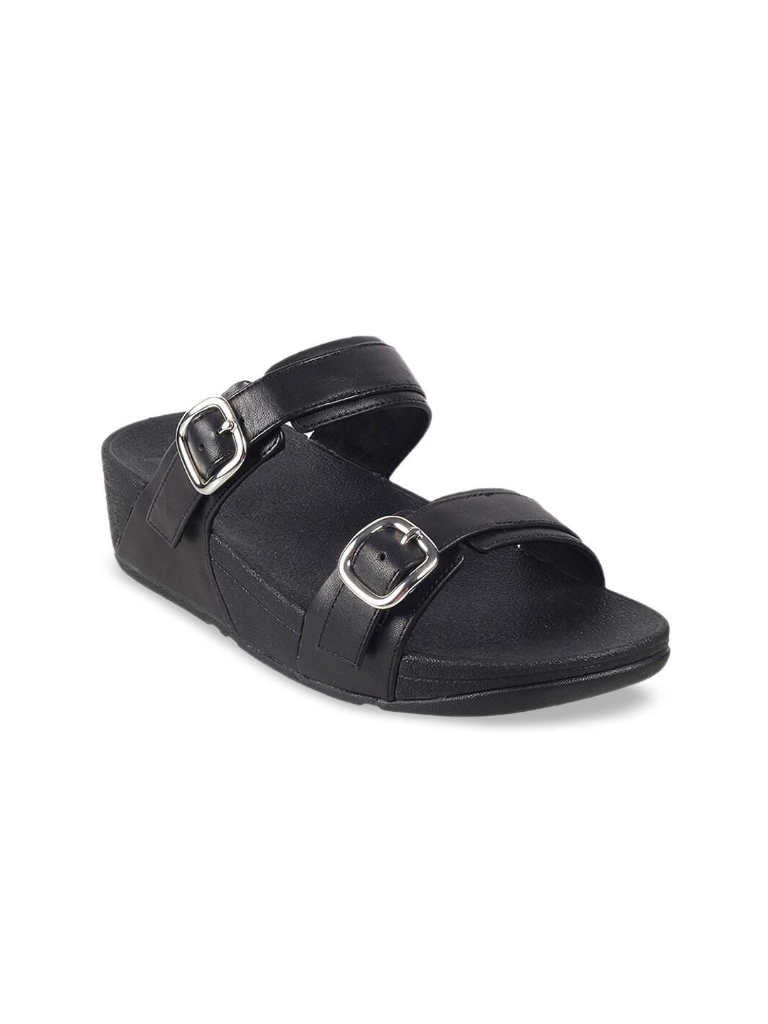 

fitflop Black Flatform Sandals with Buckles