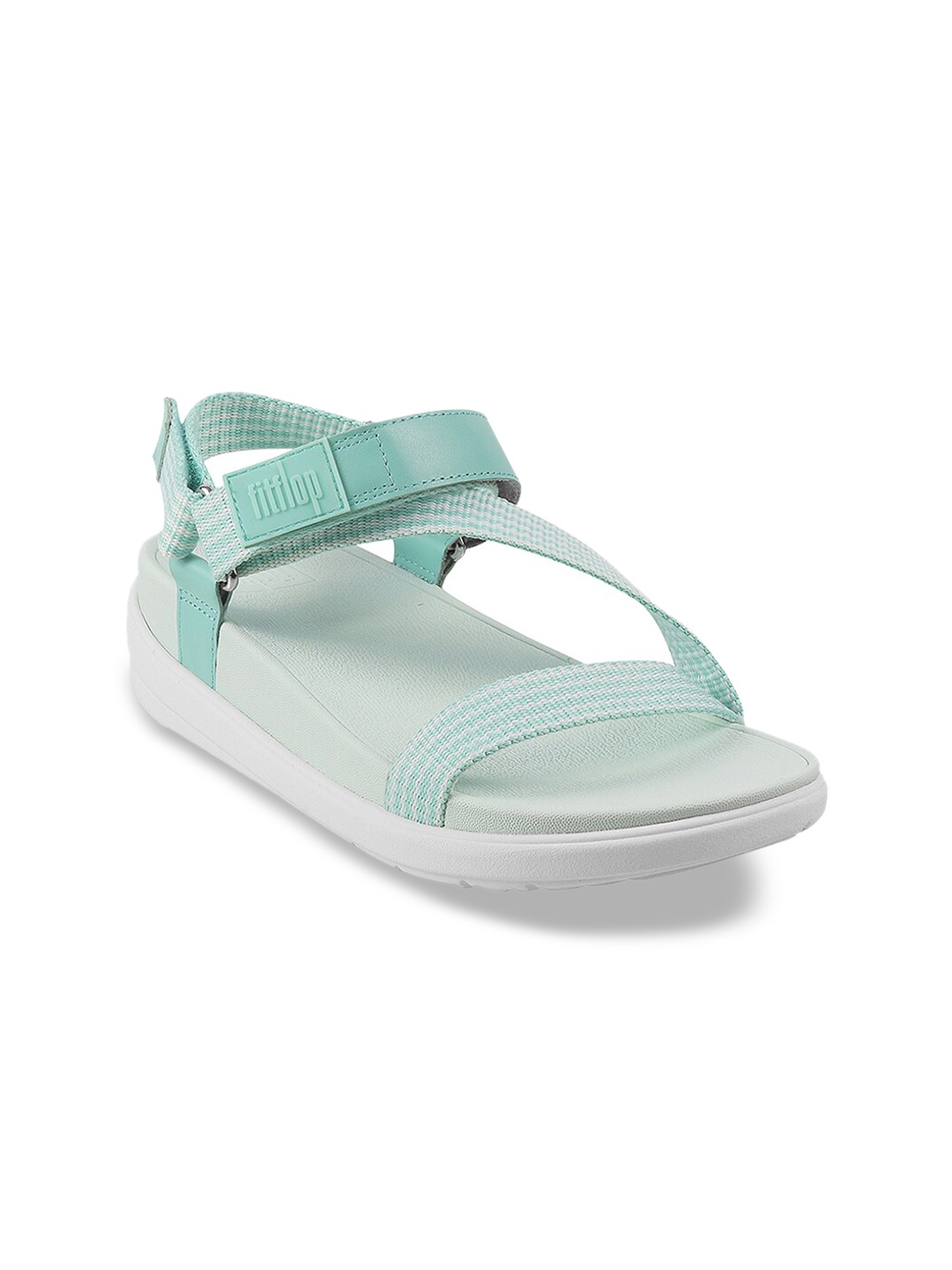 

fitflop Green Leather Flatform Sandals with Buckles