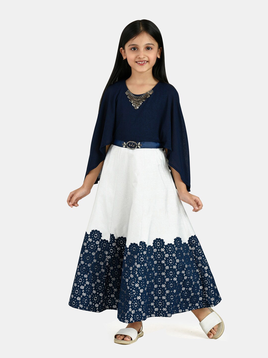

Peppermint Navy Blue & french middle red purple Colourblocked Maxi Dress