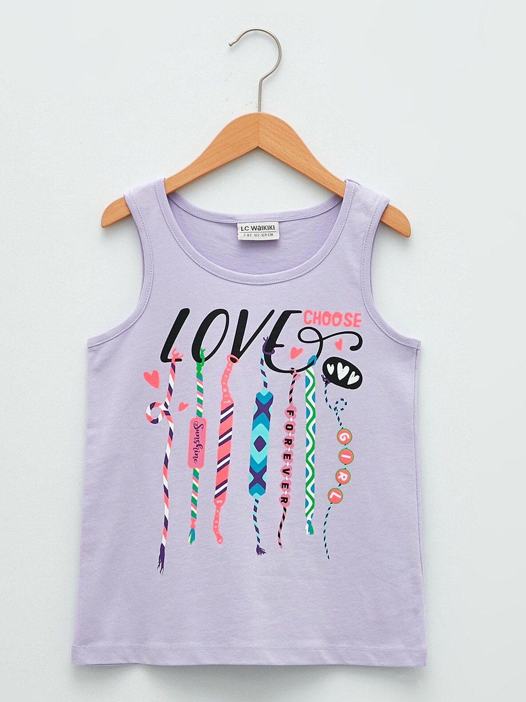 

LC Waikiki Girls Lavender & Black Typography Print Top