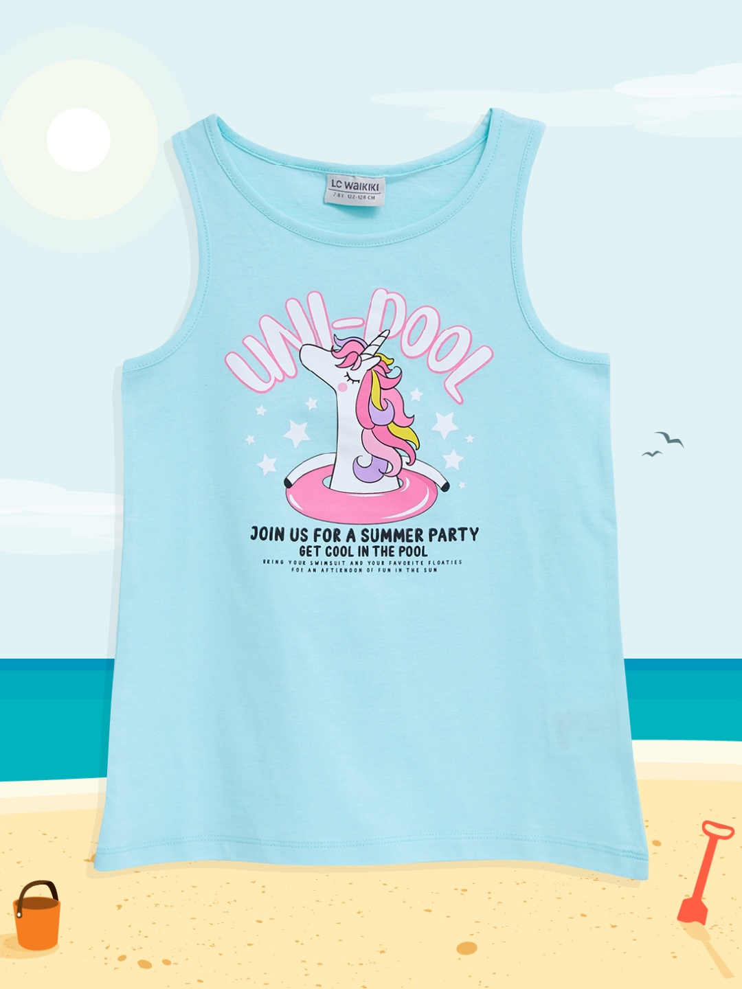 

LC Waikiki Girls Blue Typography Printed T-shirt