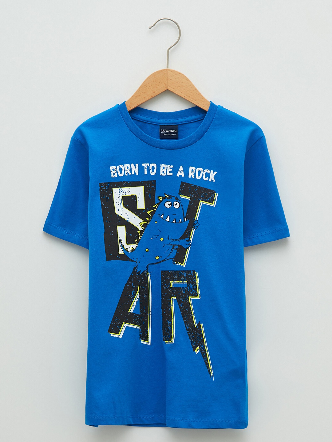 

LC Waikiki Boys Blue & Black Typography Printed Pure Cotton T-shirt