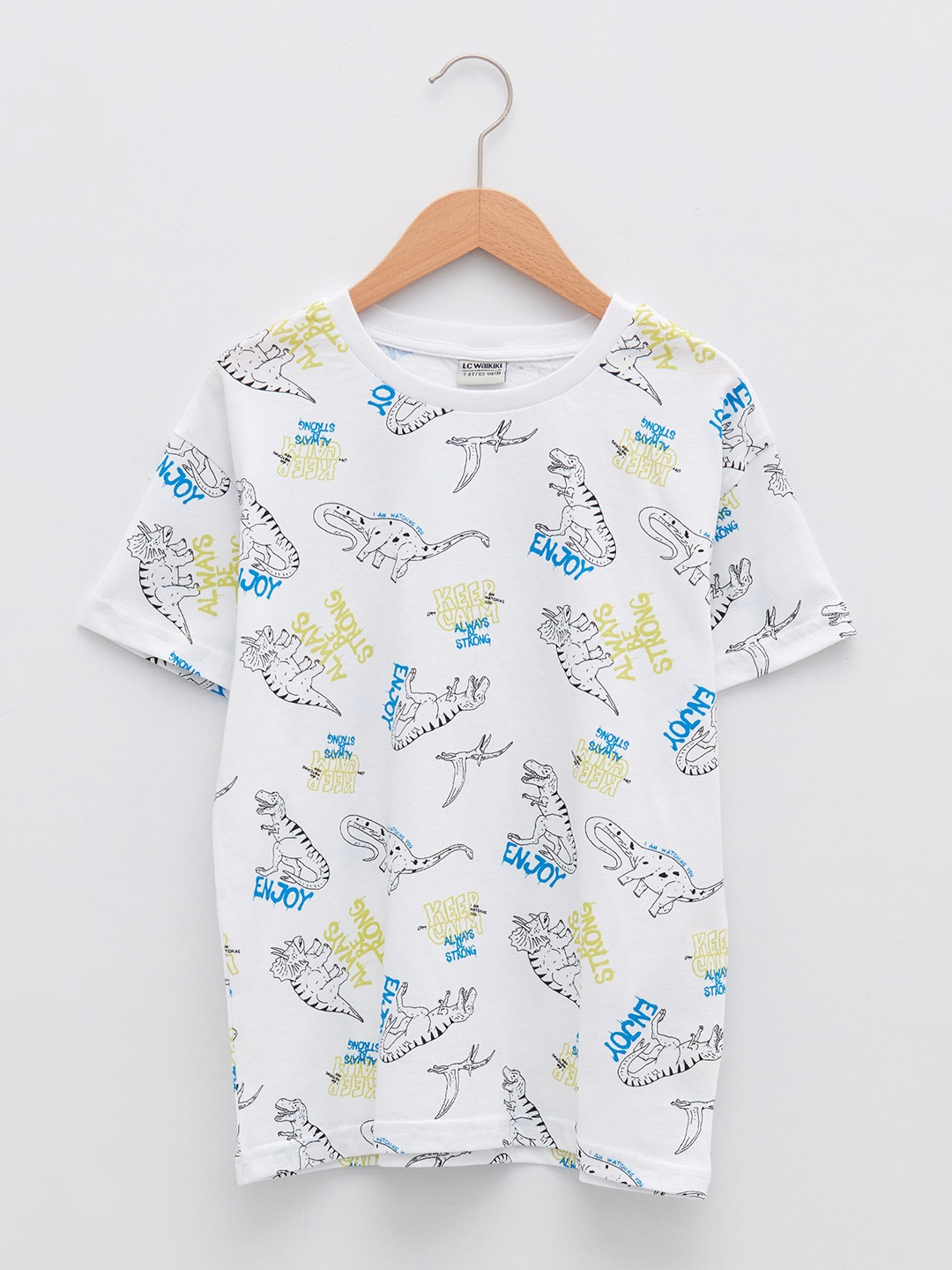 

LC Waikiki Boys White & Blue Graphic Printed Pure Cotton T-shirt