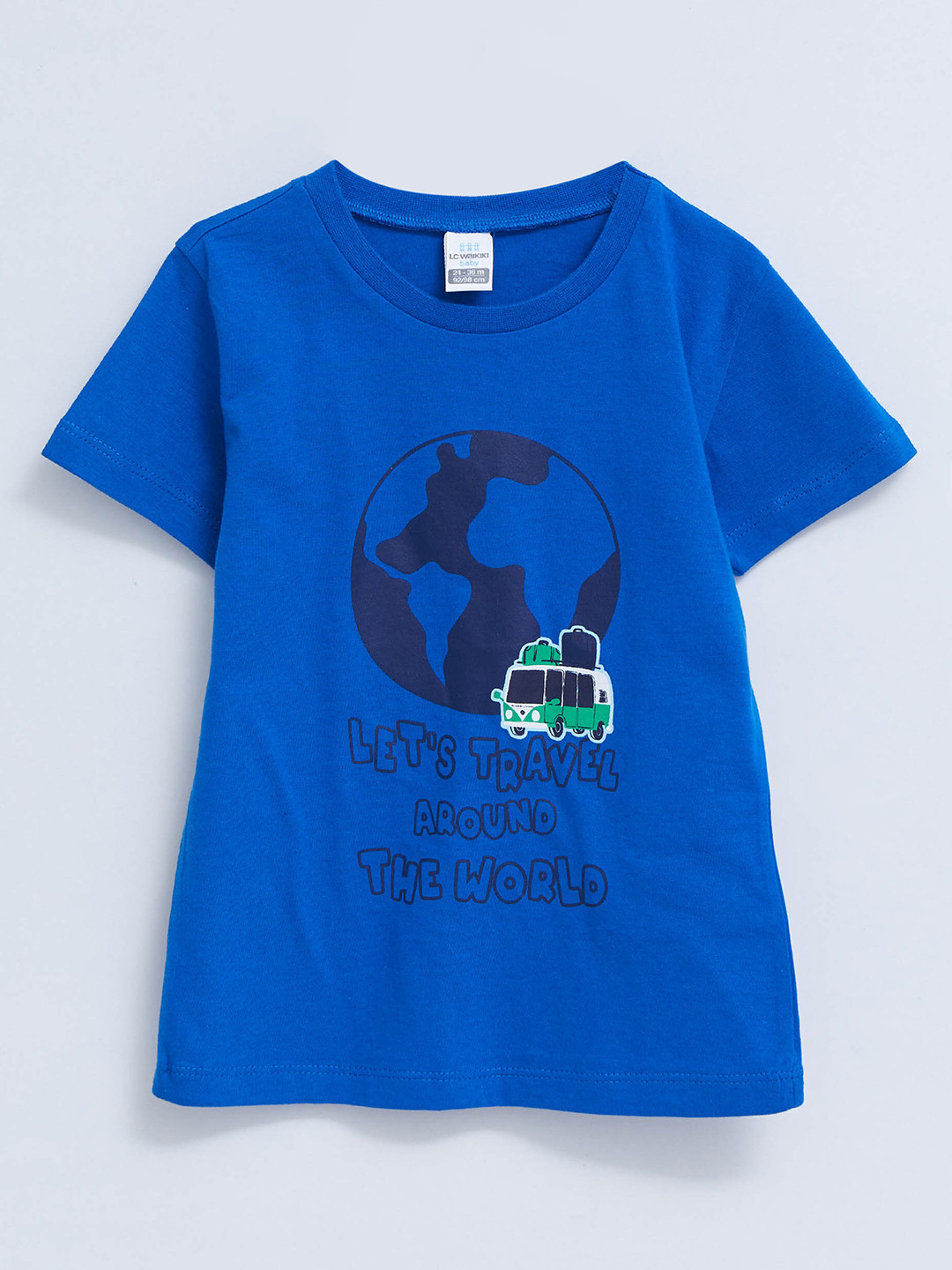 

LC Waikiki Boys Blue & Black Graphic Printed Pure Cotton T-shirt