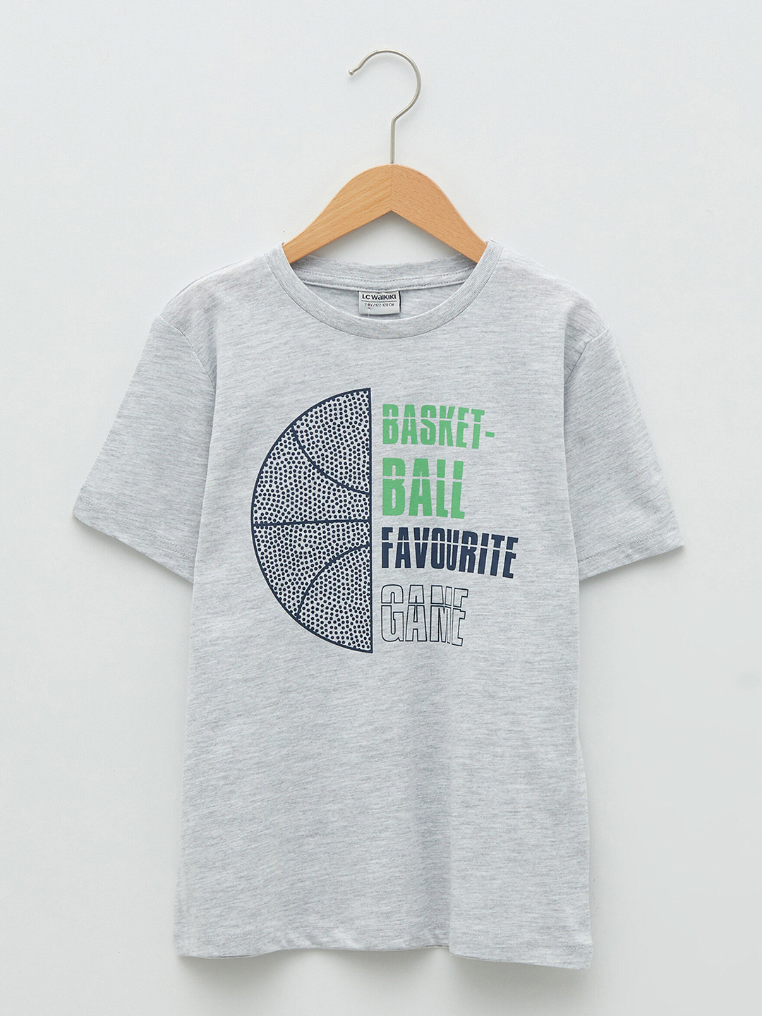 

LC Waikiki Boys Grey Melange & Navy Blue Graphic Printed Pure Cotton T-shirt