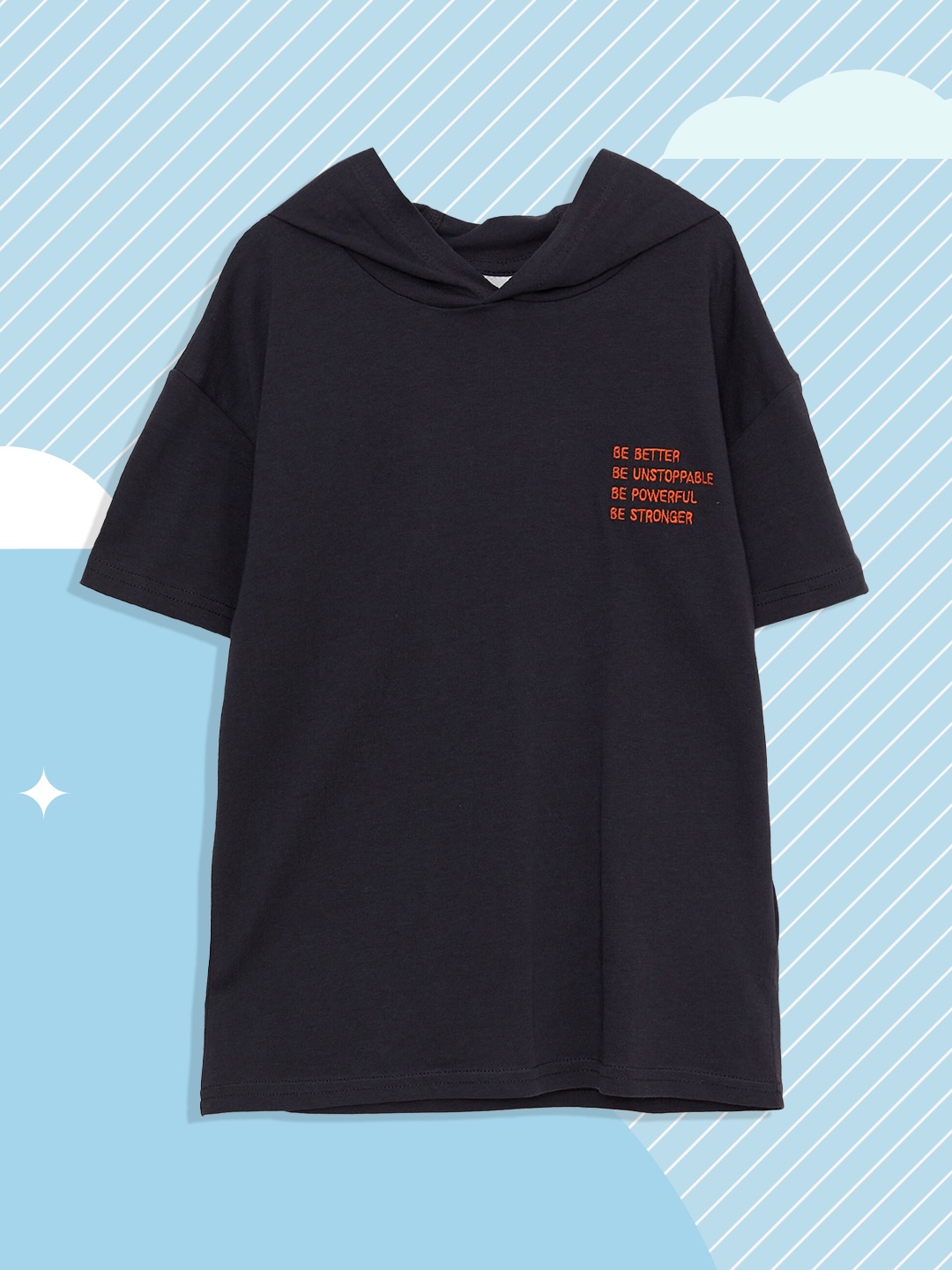 

LC Waikiki Boys Charcoal Grey Solid Pure Cotton T-shirt