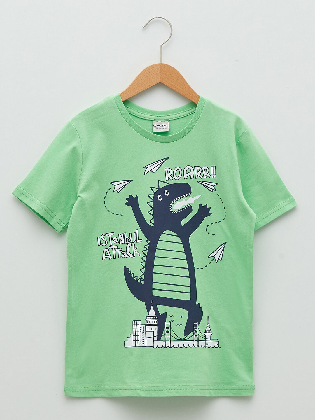 

LC Waikiki Boys Green & Navy Blue Printed Pure Cotton T-shirt