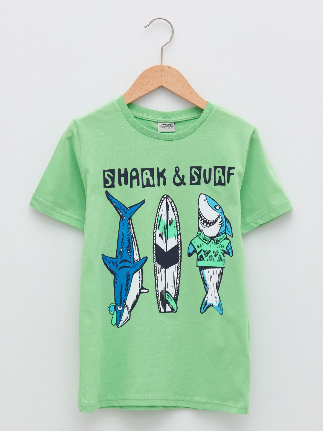 

LC Waikiki Boys Green & Black Printed Pure Cotton T-shirt