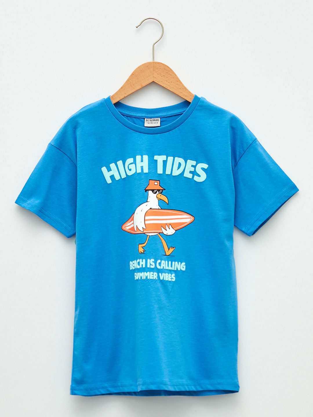 

LC Waikiki Boys Blue & Coral Printed Pure Cotton T-shirt