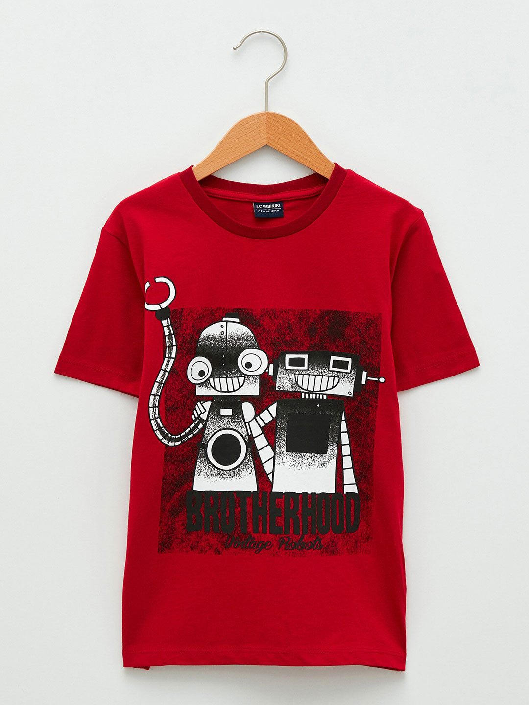 

LC Waikiki Boys Red & White Pure Cotton Graphic Print T-shirt