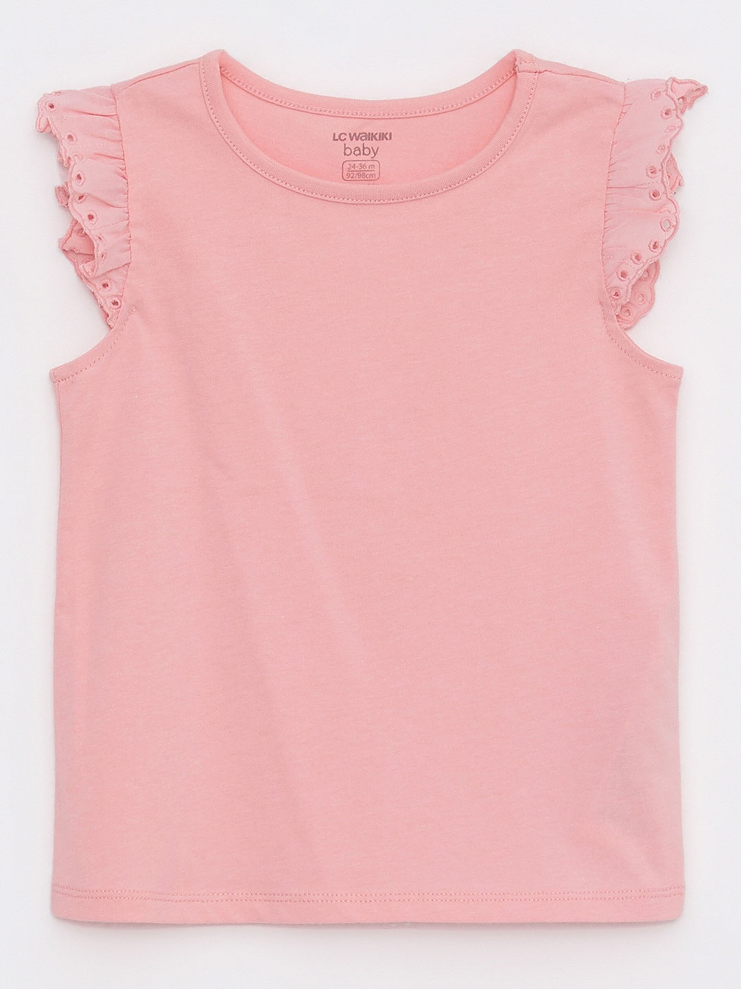 

LC Waikiki Pink Solid Schiffli Detail Top