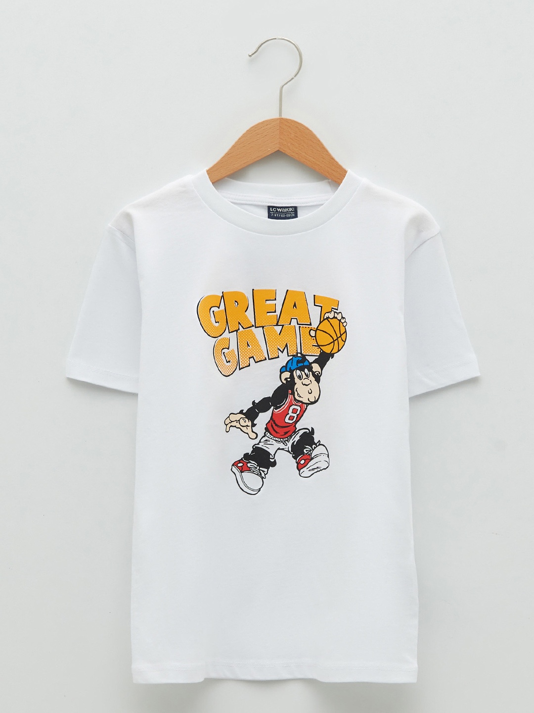 

LC Waikiki Boys White Typography Printed Pure Cotton T-shirt