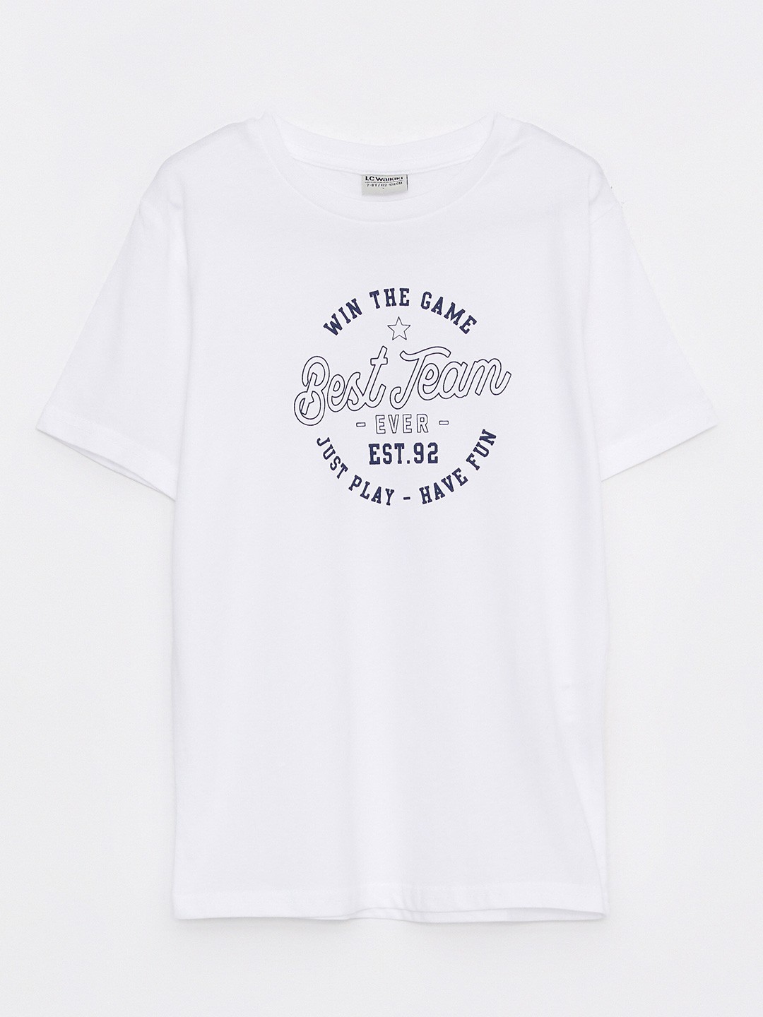 

LC Waikiki Boys White Typography Printed Pure Cotton T-shirt