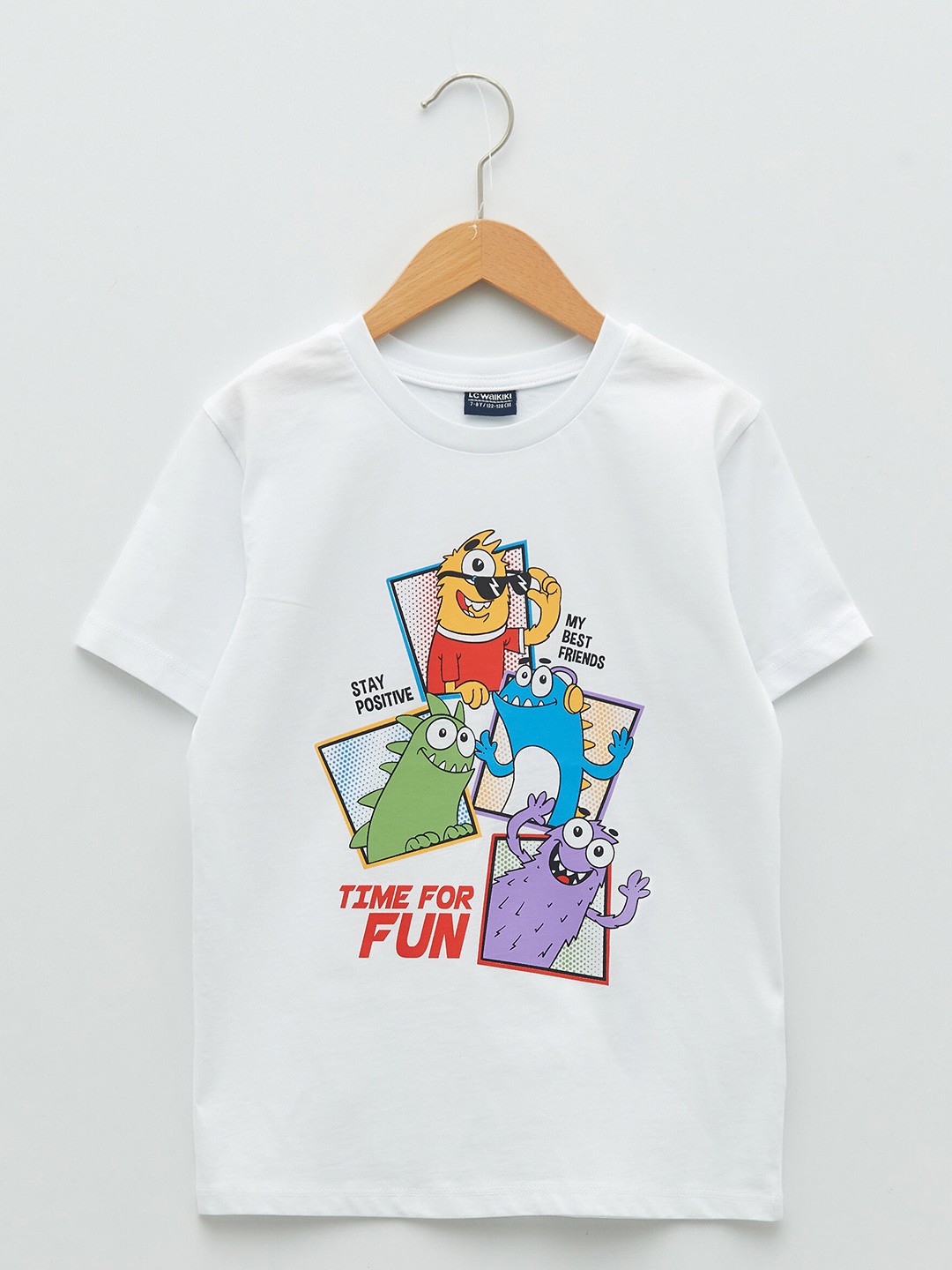

LC Waikiki Boys White Conversational Print Pure Cotton T-shirt