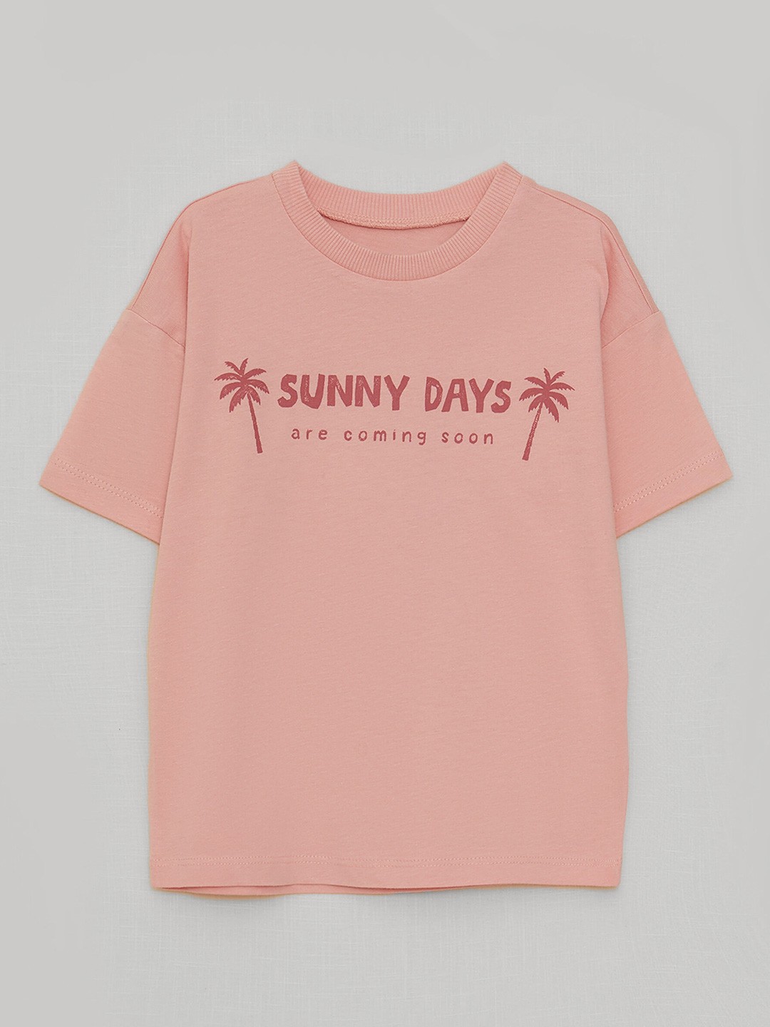 

LC Waikiki Boys Dusty Pink Typography Printed Organic Cotton T-shirt, Rose