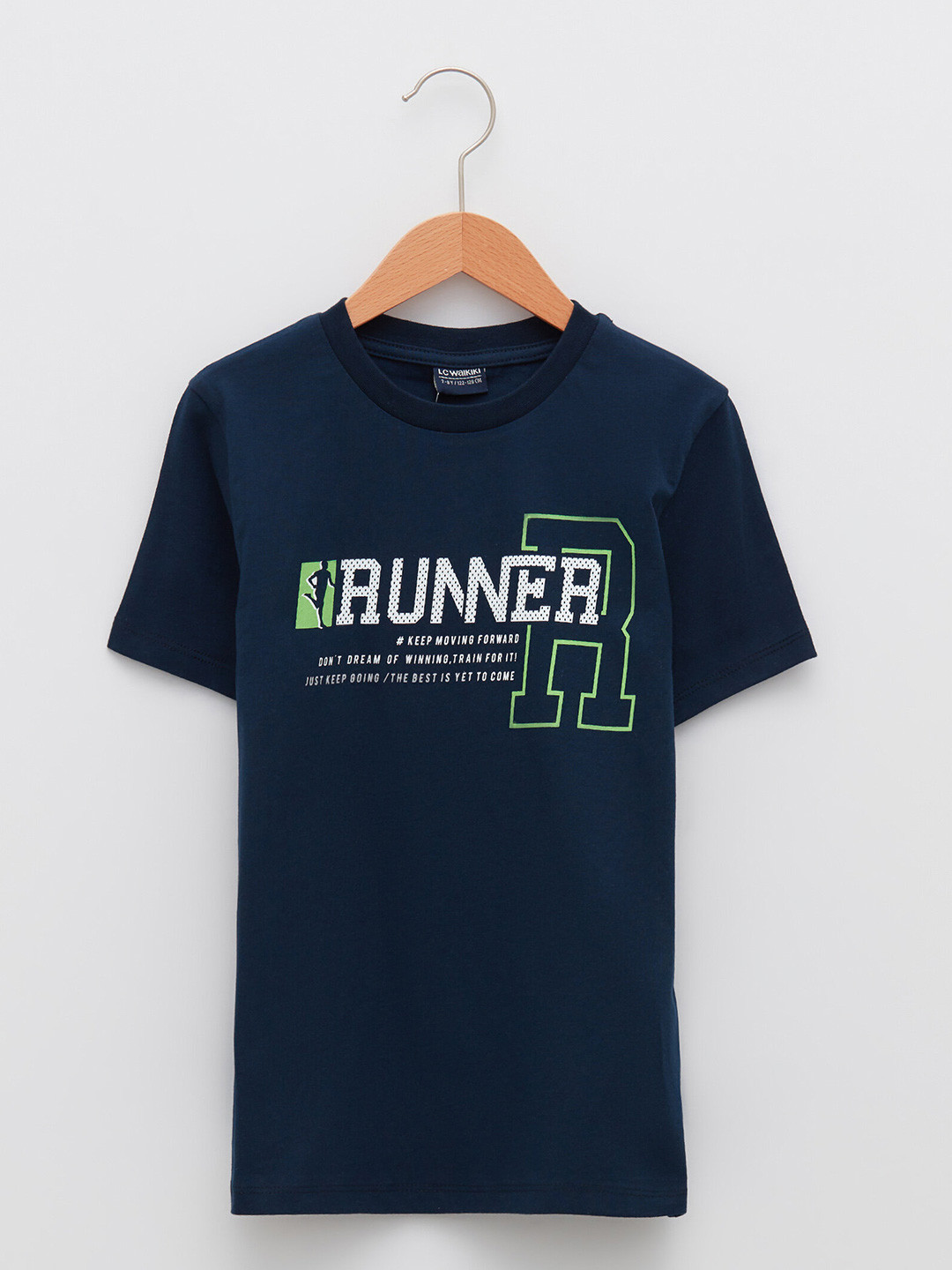 

LC Waikiki Boys Navy Blue Typography Printed Pure Cotton T-shirt