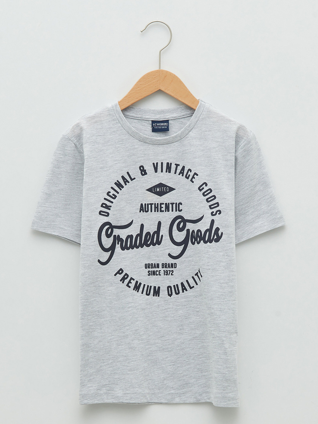 

LC Waikiki Boys Grey Melange & Black Typography Printed T-shirt