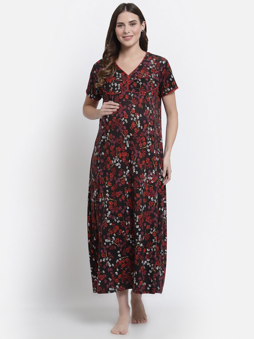 

Tiara Black Printed Maxi Nightdress