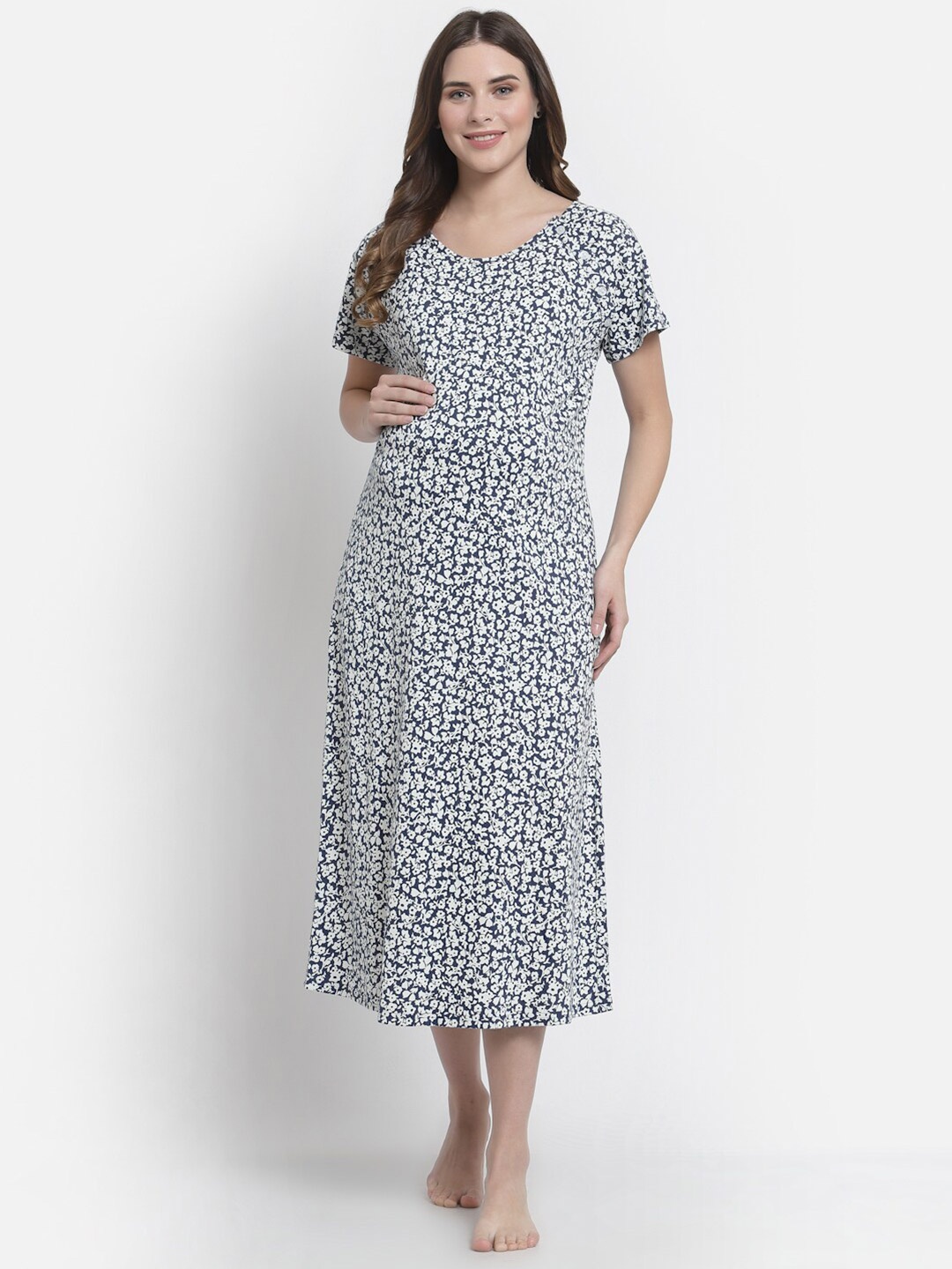 

Tiara Blue Printed Maxi Nightdress