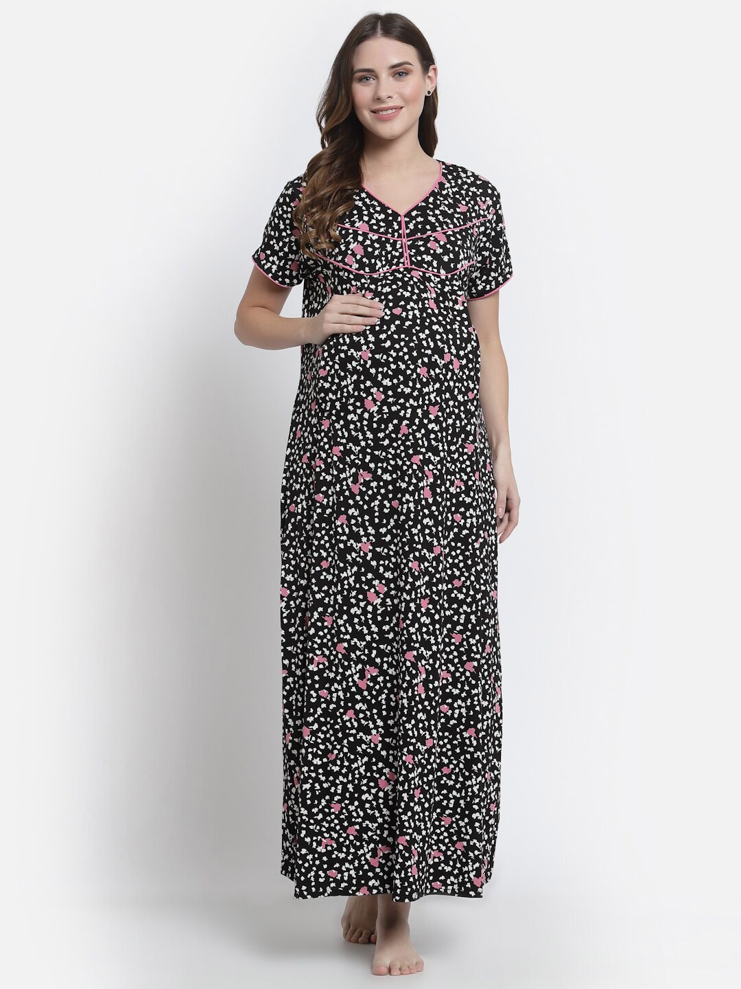 

Tiara Black Printed Maxi Nightdress