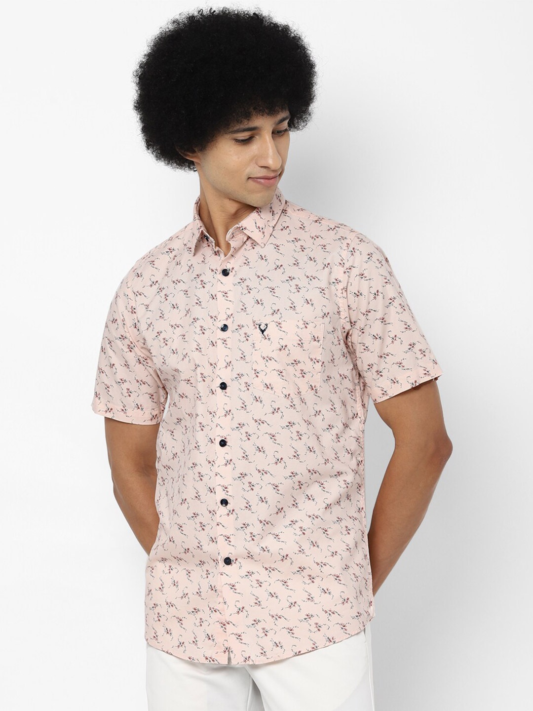 

Allen Solly Men Peach-Coloured Slim Fit Printed Casual Shirt