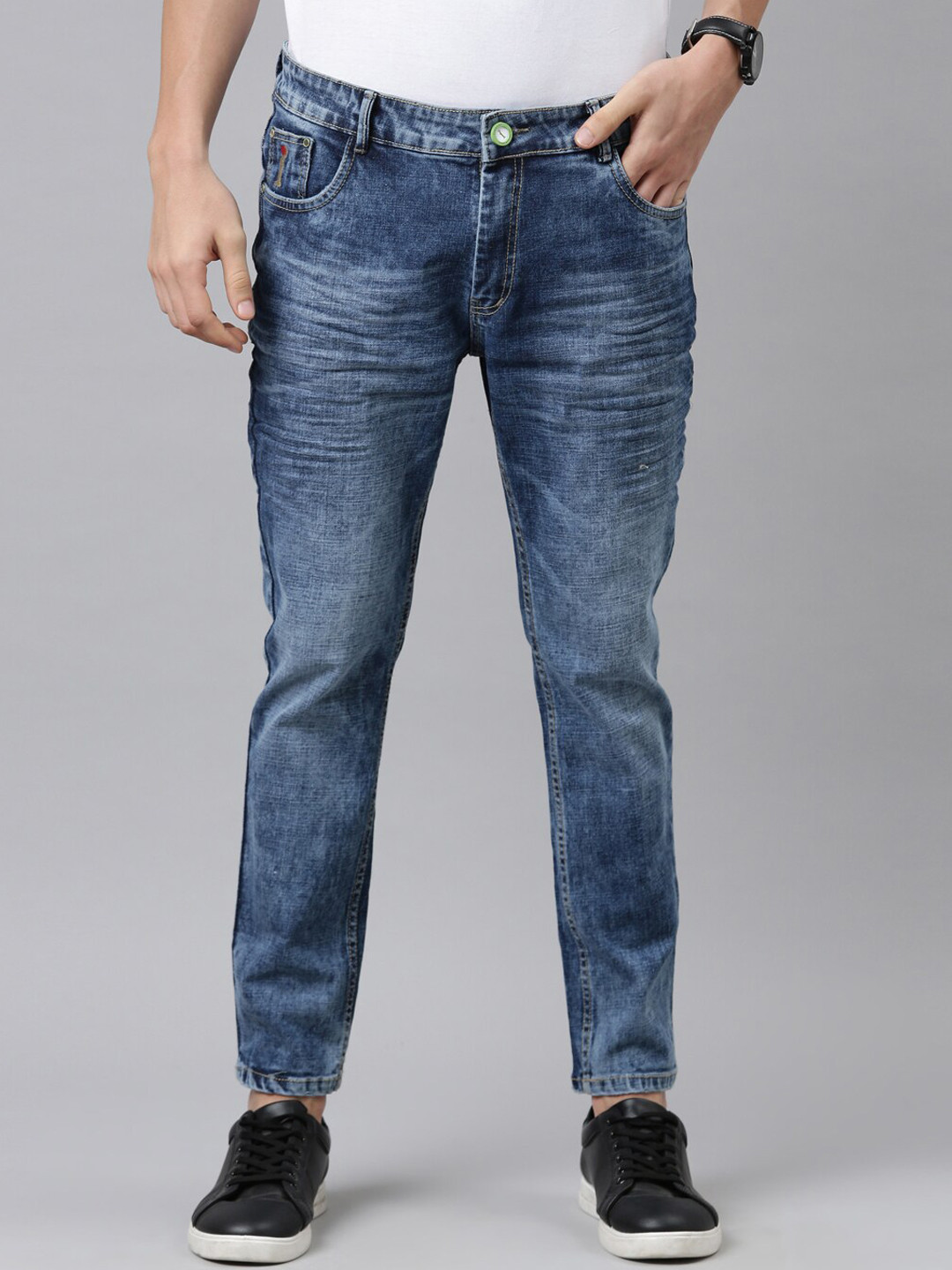 

CINOCCI Men Blue Slim Fit Heavy Fade Stretchable Jeans