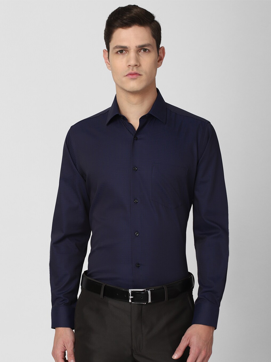 

Van Heusen Men Navy Blue Formal Shirt