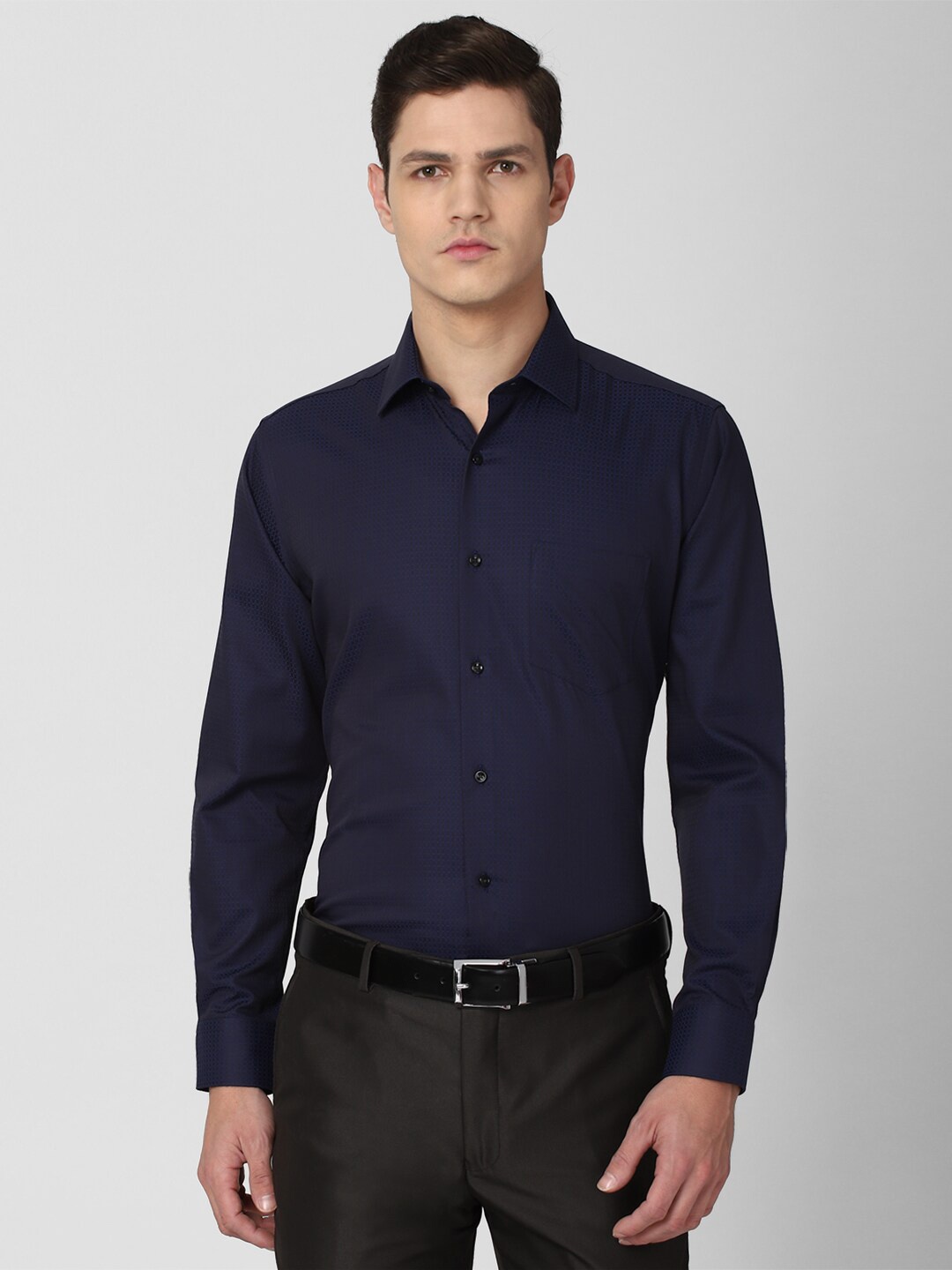 

Van Heusen Men Navy Blue Formal Shirt