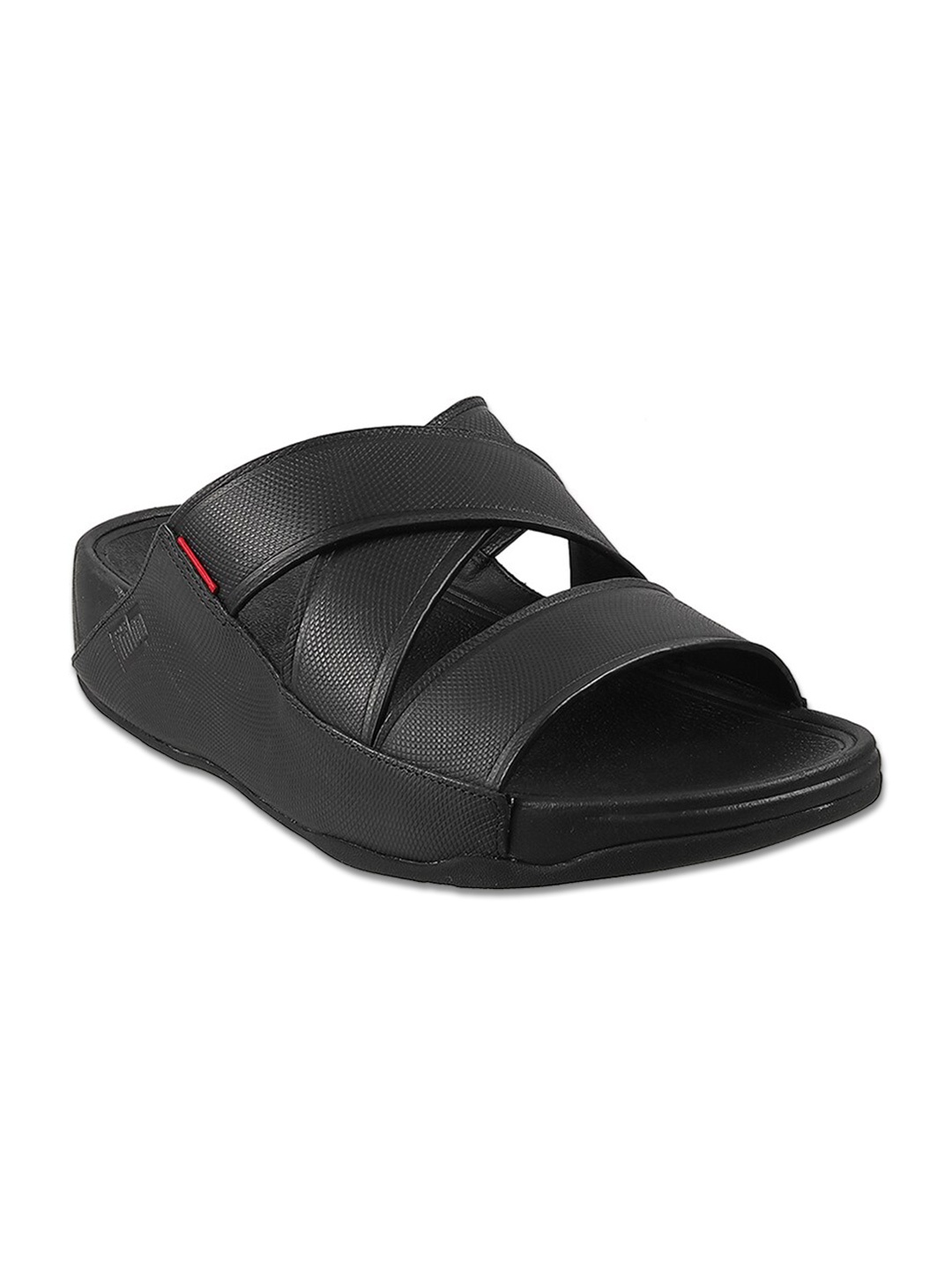 

fitflop Men Black & Red Leather Comfort Sandals