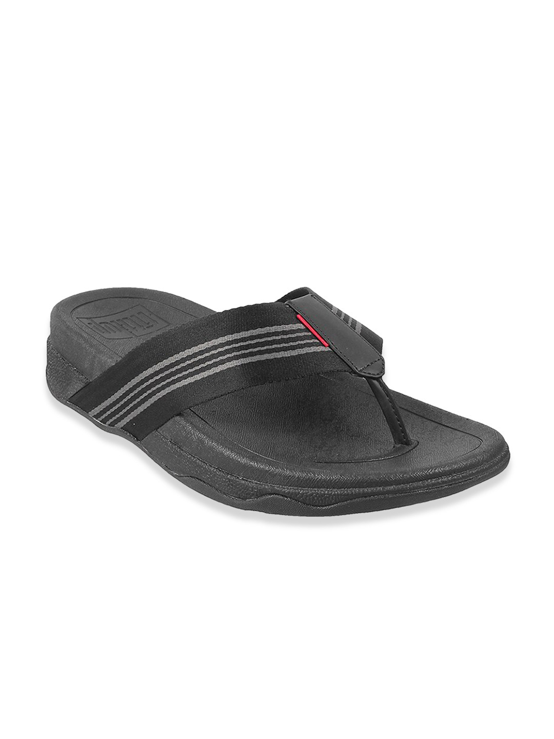 

fitflop Men Black & Grey Leather Comfort Sandals