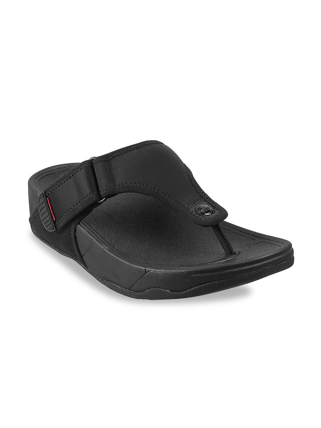 

fitflop Men Black & Red Leather Comfort Sandals