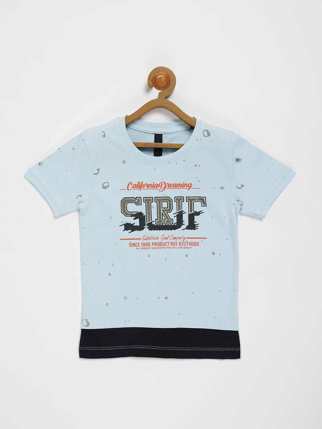 

V2 Value & Variety Boys Blue Typography Printed Applique T-shirt