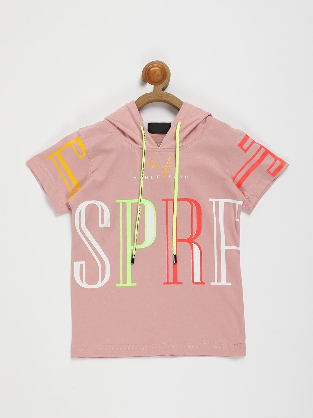 

V2 Value & Variety Boys Peach-Coloured & pastel pink High Neck Raw Edge T-shirt