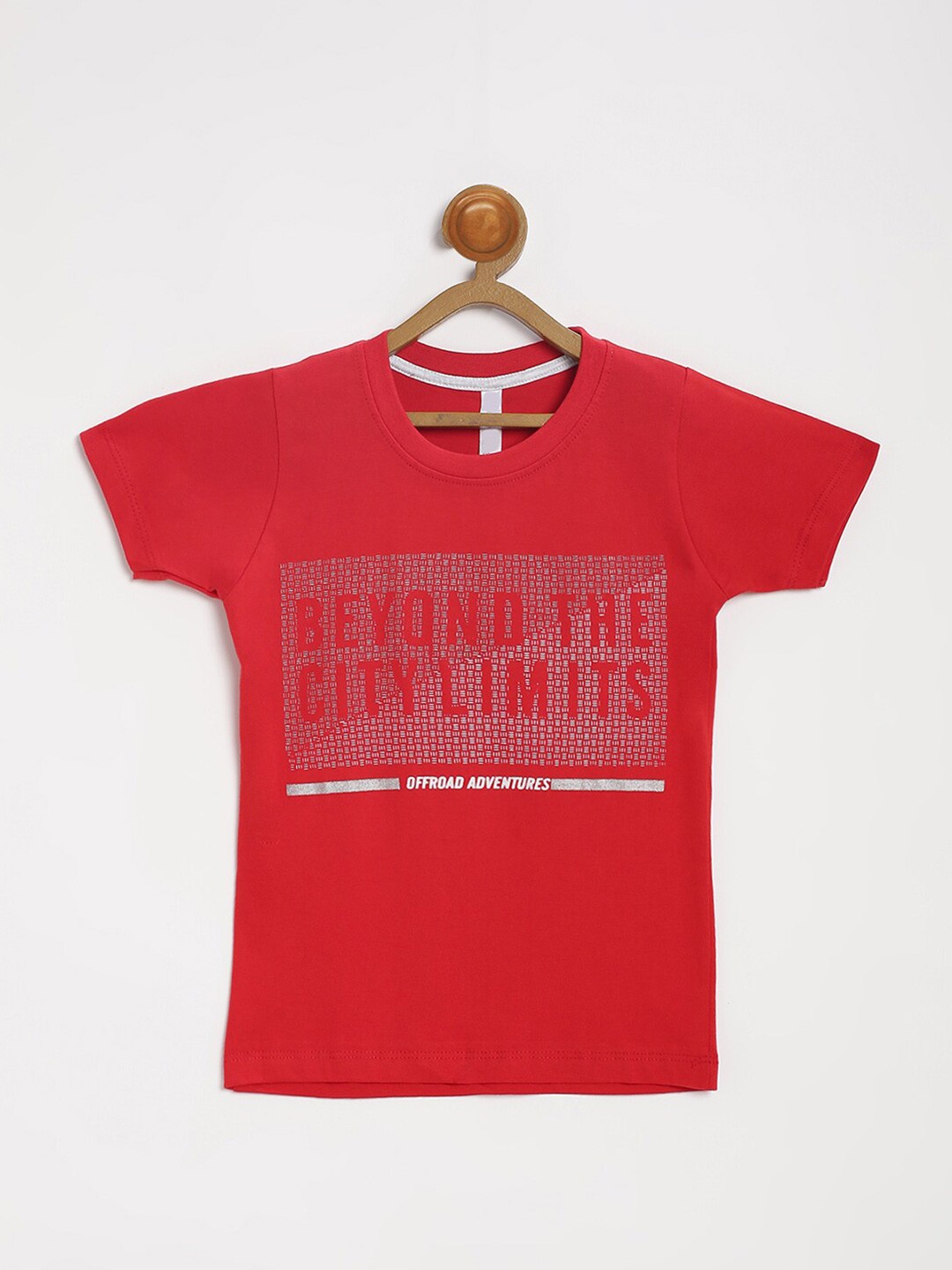 

V2 Value & Variety Boys Red & madder lake Checked Henley Neck T-shirt