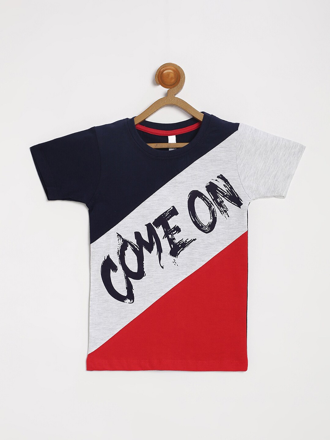 

V2 Value & Variety Boys Navy Blue & orchid tint Colourblocked T-shirt