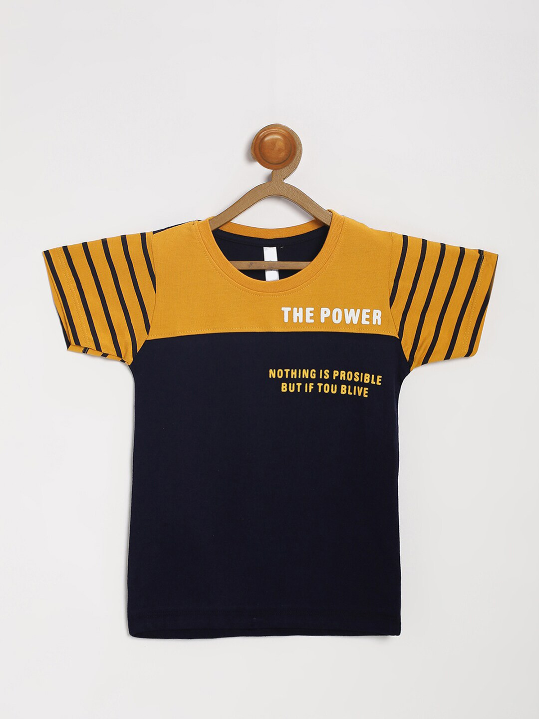 

V2 Value & Variety Boys Navy Blue & french middle red purple Colourblocked Applique T-shirt