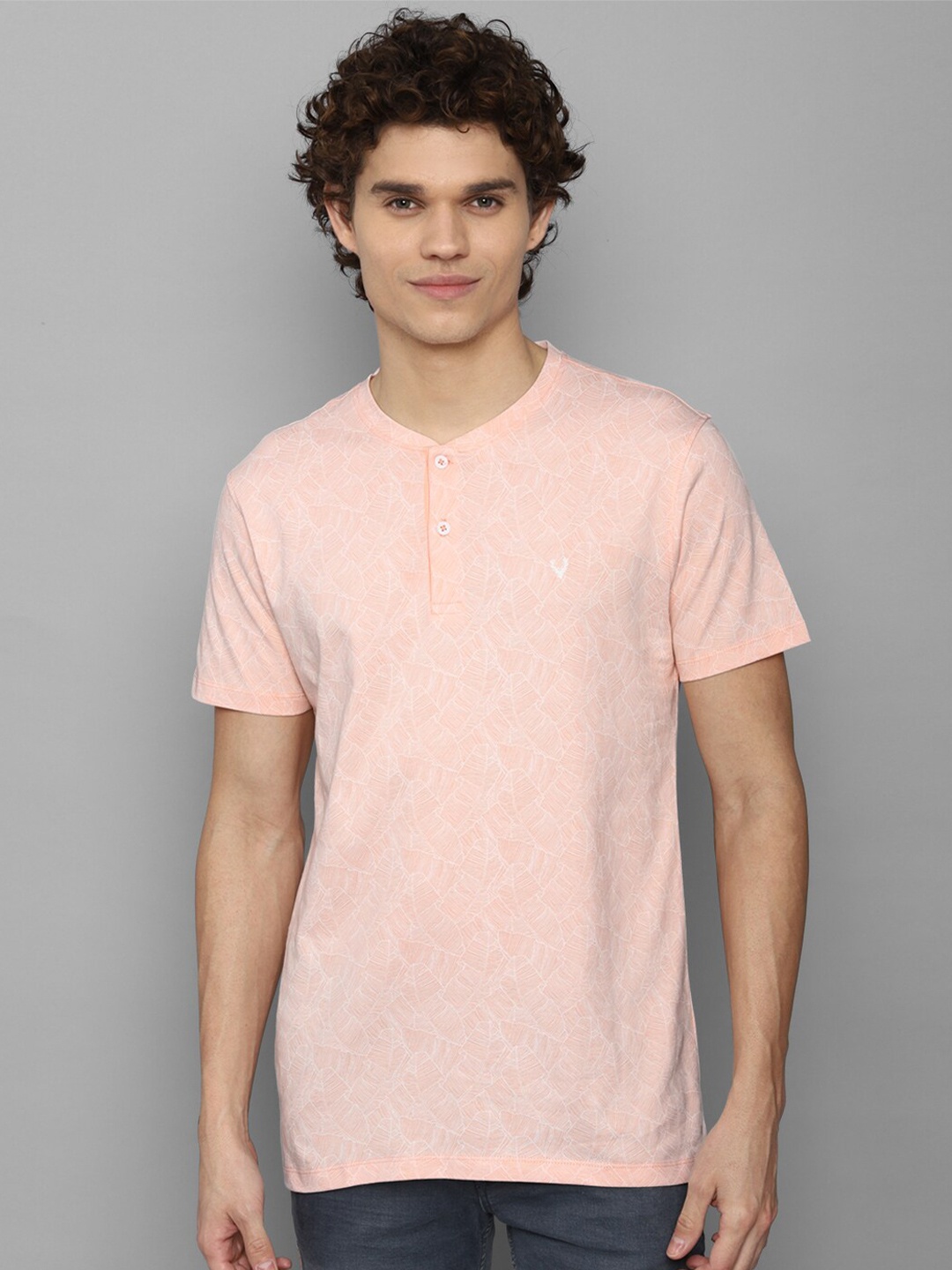 

Allen Solly Sport Men Pink & veiled rose Henley Neck T-shirt