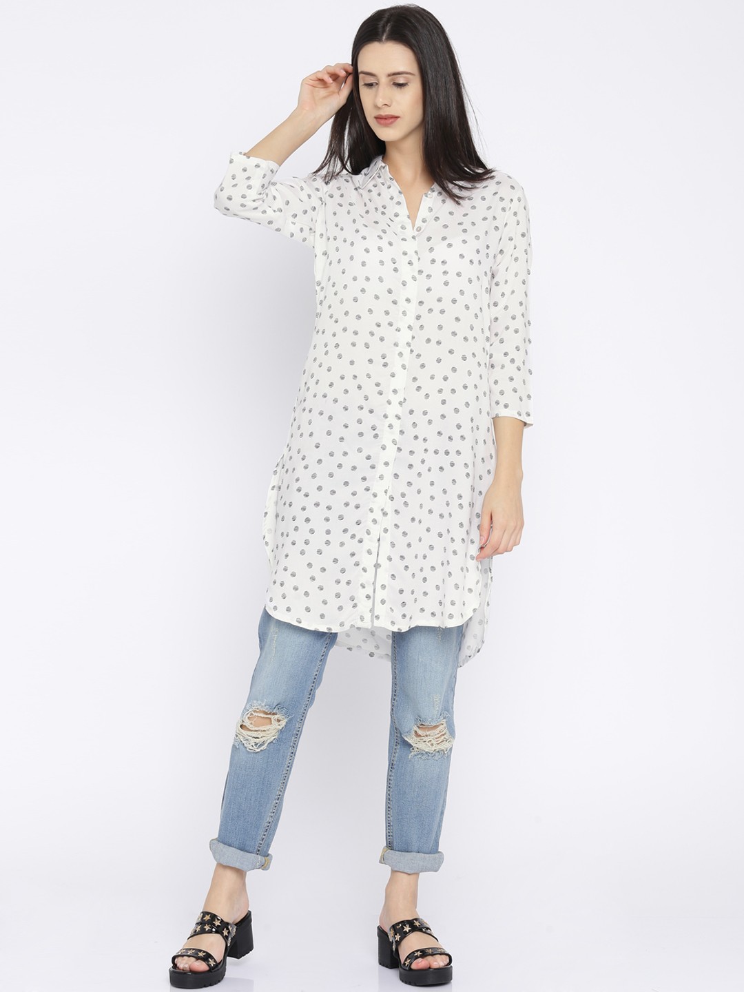

AND White & Black Printed Tunic